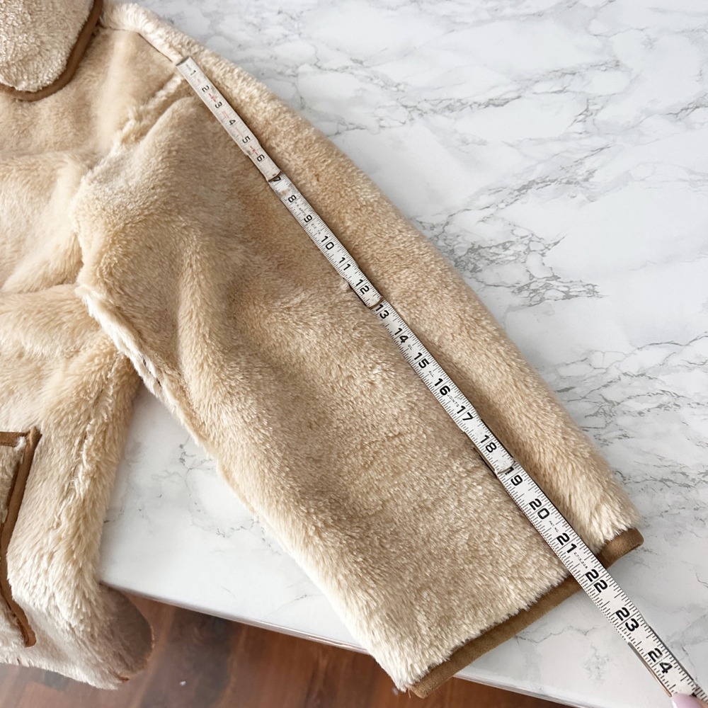 BDG Reversible Tan Faux Suede Shearling Jacket Women's Size Large NWOT - Picture 12 of 13